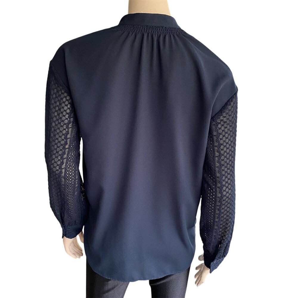 Club Monaco Oversized Chemise Blouse Shirt Navy Sz XS - Picture 5 of 12